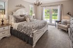 Master bedroom with King bed and luxury linens.